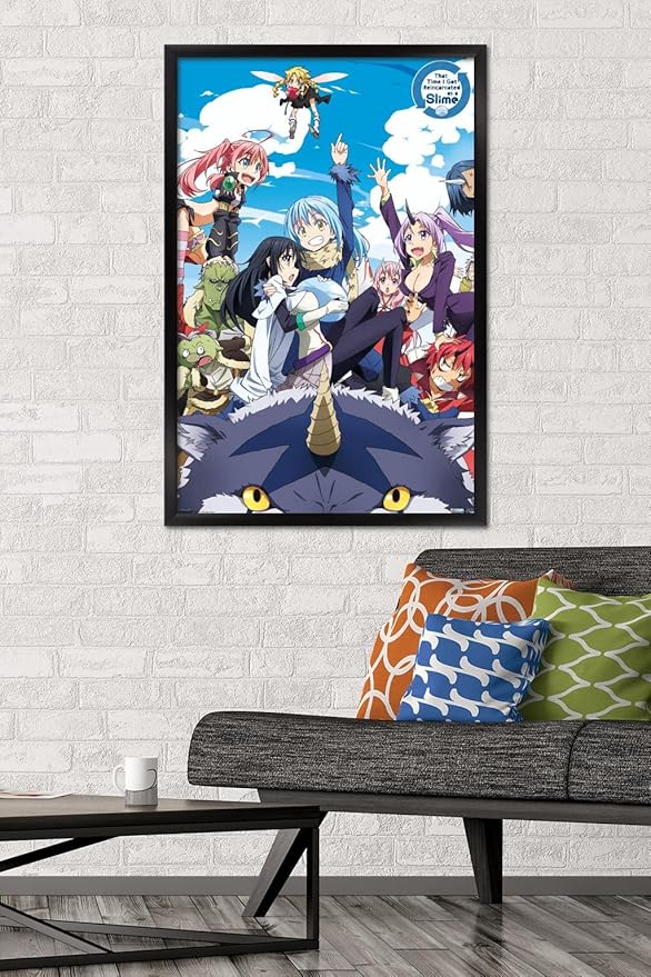 Trends International That Time I Got Reincarnated As A Slime - Group Wall Poster, 22.375" x 34", Black Framed Version