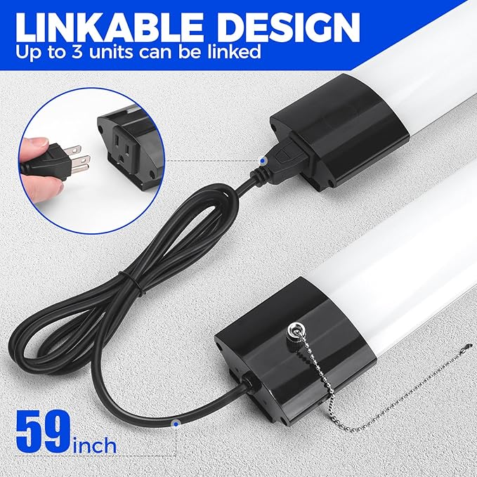 Barrina BS84 LED Shop Lights for Workshop 4FT, 84W, 10000LM, 5000K Utility Shop Lights, Pull Chain ON/Off, Hanging or Flush Mount, ETL, 6 Packs