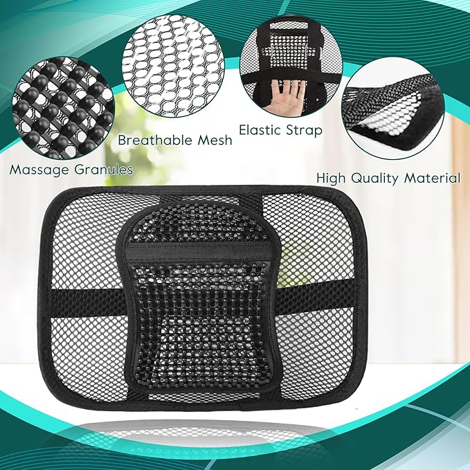 Samyoung Mesh Back Lumbar Support, Back Support Seat Cushion with Breathable Mesh for Office Chairs Car 12” x 16”