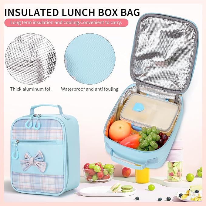 Girls Backpack 3pcs School Backpack with Lunch Box Teen Girl Backpack Set Cute Kids School Bag Bookbag for Teen Girls