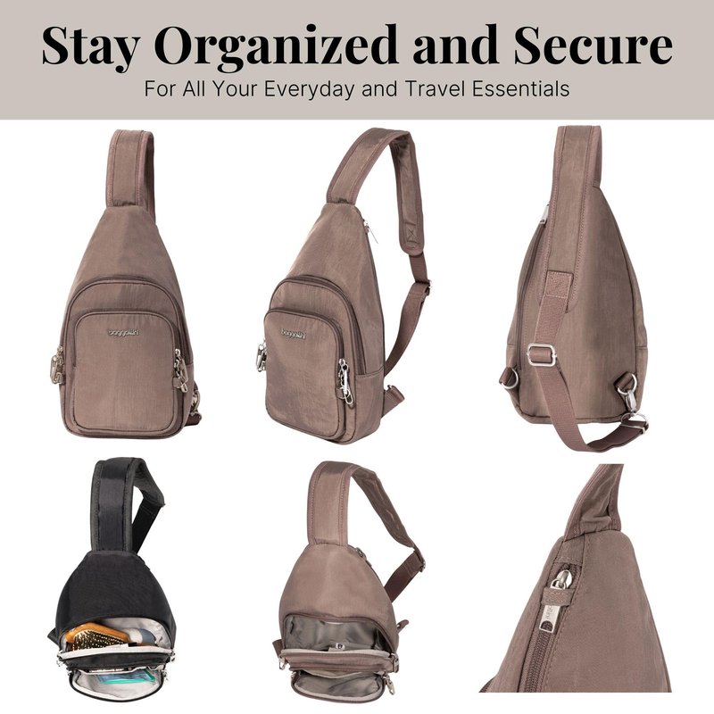 Securtex® Anti-Theft Daytripper Sling - 7x12" Travel Safe Crossbody Bag w/Locking Zippers, Slash-Resistance