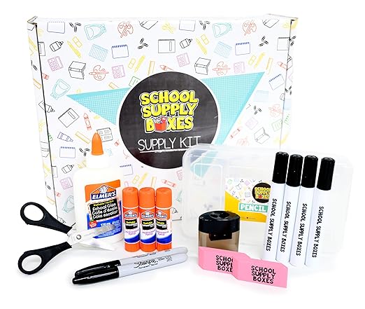 School Supply Boxes | Artistic Bundle (1 Box) | Back to School Essentials Kit for Students & Teachers | Includes Dry Erase Pocket Folders, Coloring Products, & Glue Products