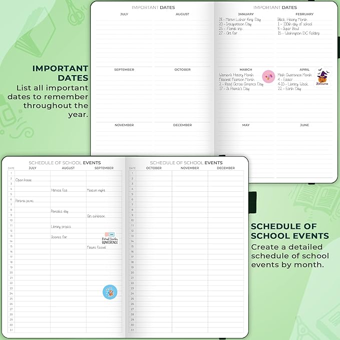 Clever Fox Teacher Planner – School Year Planner with Calendars & Lesson Plans – Teacher Plan Book for Classroom & Homeschool Organization - Undated, A5 Size, Hardcover (Dark Green)