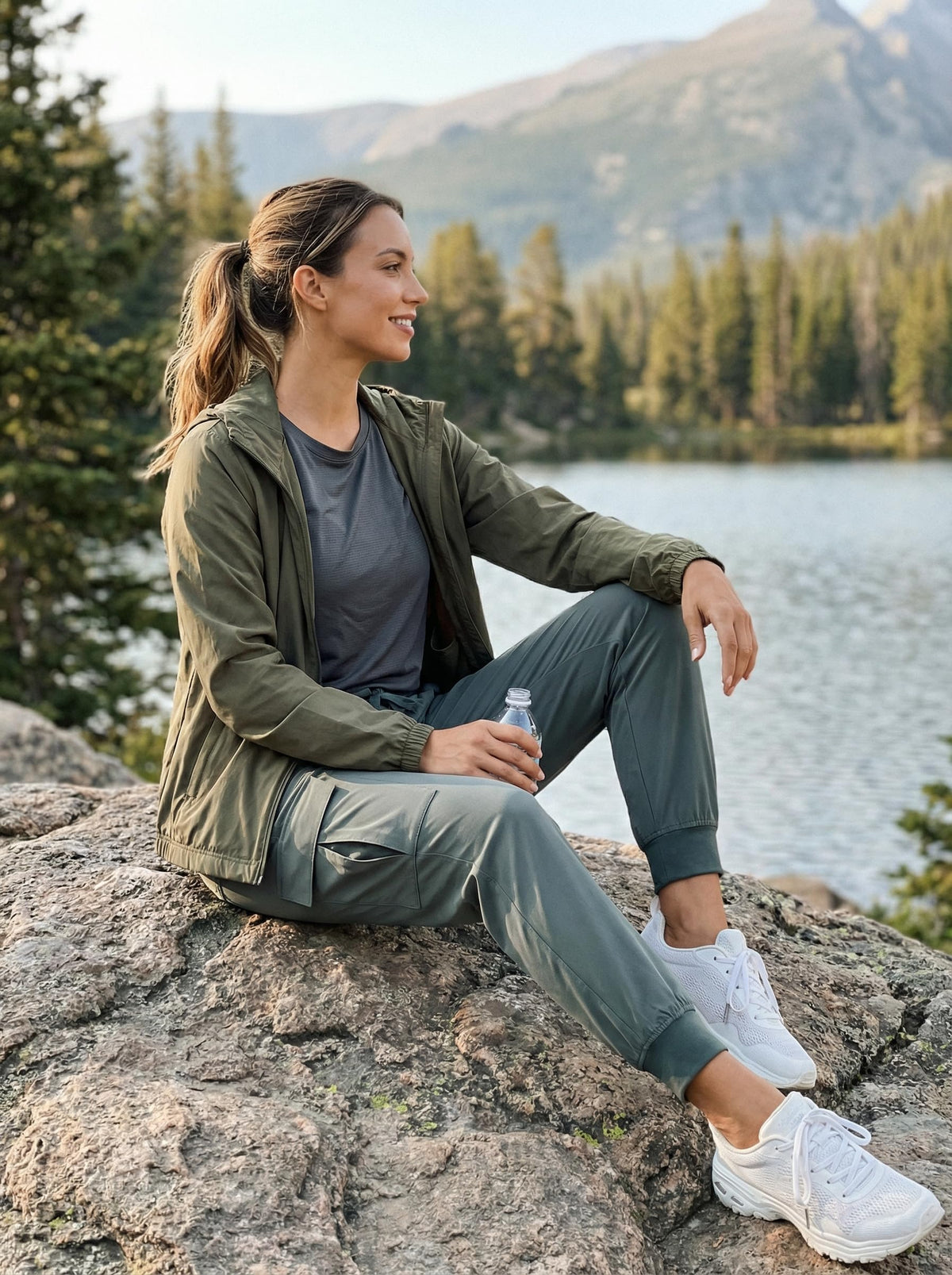 Libin Women's Cargo Joggers Lightweight Quick Dry Hiking Pants Athletic Lounge Casual Travel, Metropolis Gray L