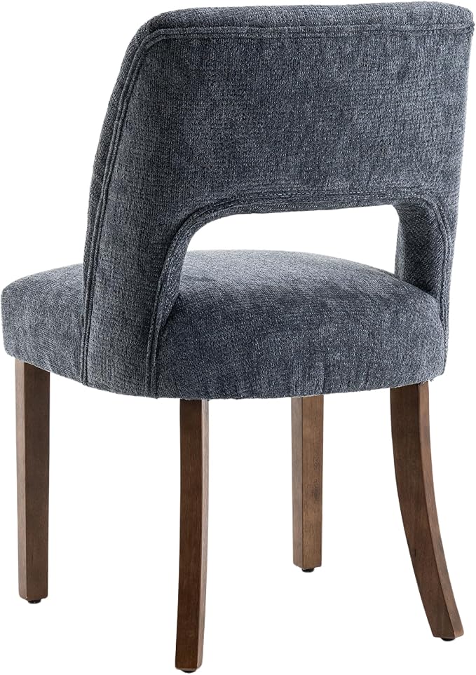 VKNOW Wooden Dining Chairs Set of 4, Modern Fabric Upholstered Dining Room Chair Kitchen Chairs, Farmhouse Dinner Chair for Kitchen Dining Room, Navy