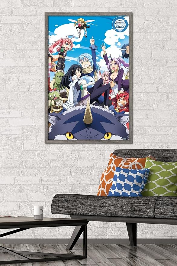 Trends International That Time I Got Reincarnated As A Slime - Group Wall Poster, 22.375" x 34", Barnwood Framed Version