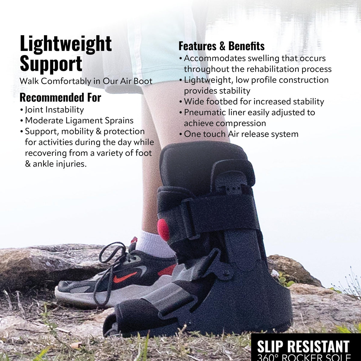 Braceapedia Youth Rapid Recover Short Walking Boot, Kids Fracture Boot, Kids Medical Grade Foot & Ankle Support Brace for Fractures, Adjustable Air Pump, Sprain & Injury Recovery, Black (X-Small)