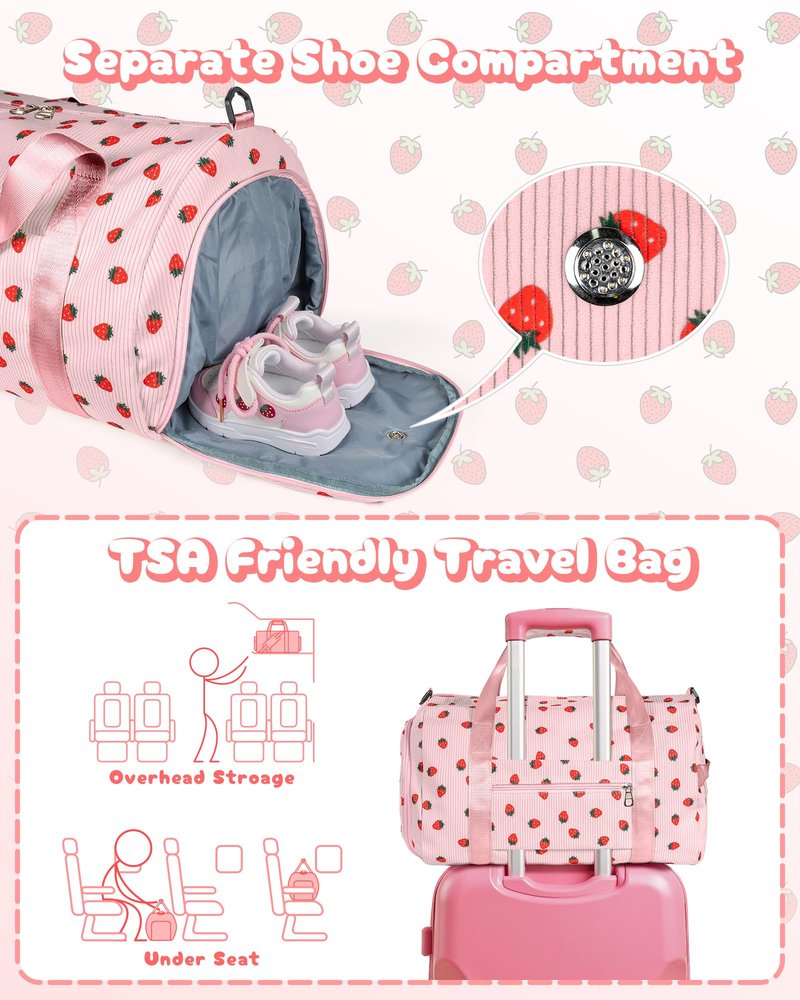 Vogewood Teen Girl Birthday Gifts, Girls Gym Bag, Kids Personalized Weekend Duffel Bags with Shoe Compartment, Initial Travel Tote with Makeup Bag, Gift for 3 4 5 6 7 8 9 Year Old Kid (Letter R)
