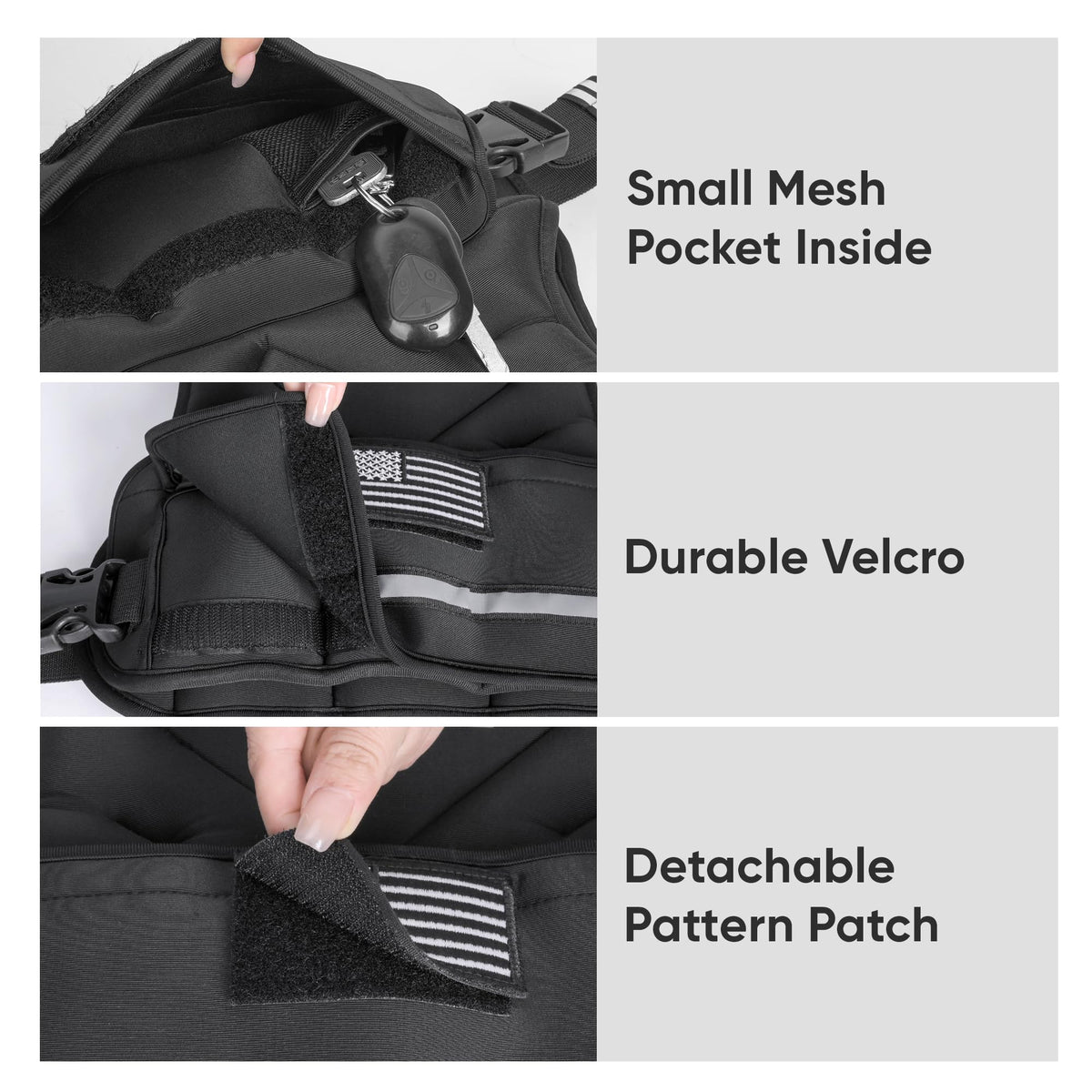 APEXUP Adjustable Weighted Vest, 4-10lb/12-18lb/20-32lb Vest with 6 Ironsand Weights and Large Pocket, Weight Vest for Men Women Strength Training, Running, Walking