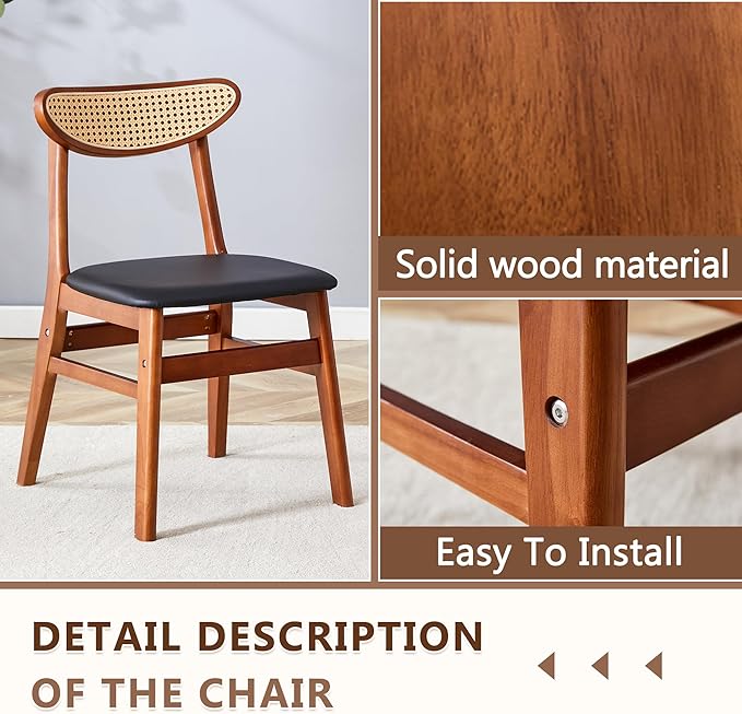 45 Inch Round Dining Table Set for 4, 5 Piece Kitchen Table and Chairs Set, Wooden Table with Light Walnut Finish, Small Space Dining Set for Apartment or Dining Room