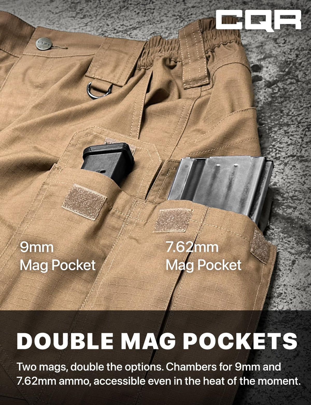 CQR Men's Tactical Pants, Water Resistant Ripstop Cargo Pants, Lightweight EDC Work Hiking Pants, Outdoor Apparel, Raider Mag Pocket Cougar, 40W x 34L