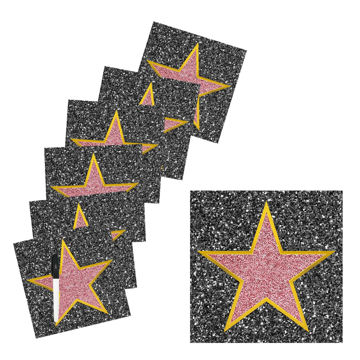 Starboling 25 Pcs Movie Star Sticker,Red Carpet Theme Party Decorations with Black Marker