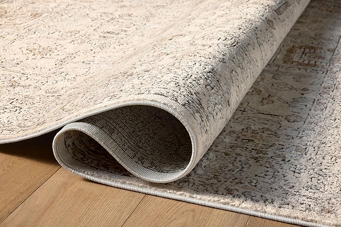 Loloi Teagan Collection TEA-03 Ivory/Sand 7'-11" x 10'-6" Area Rug, Large, Soft Neutral Rug, High-Traffic for Living Room, Bedroom, Home Office, Dining Area