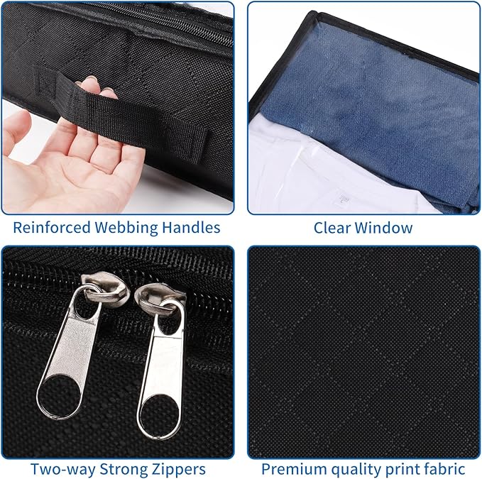 Fixwal Black Underbed Storage Bags with Clear Window and 2 Reinforced Handles Under Bed Storage Containers for Clothing, Bedding, Comforter (2 Pack)