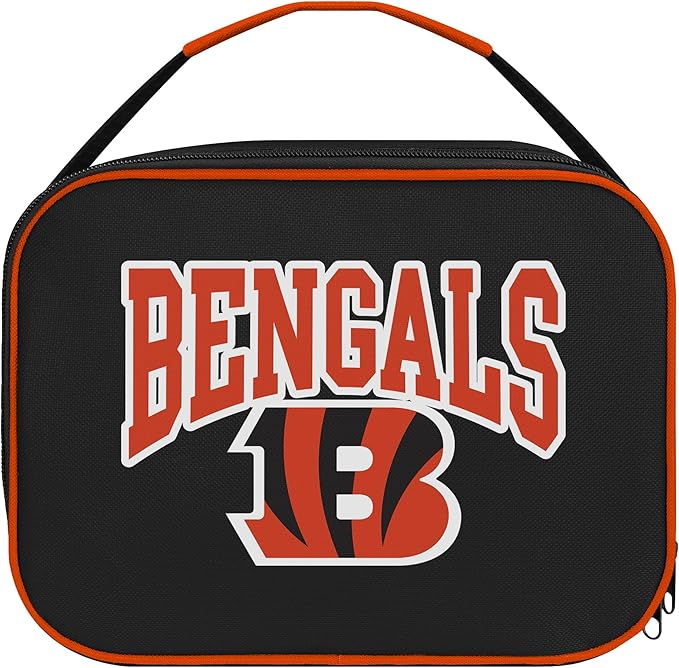 FOCO NFL Unisex-Adult Officially Licensed Wordmark Team Color Big Logo Football Zip Closure 7L Lunch Bag - Cincinnati Bengals