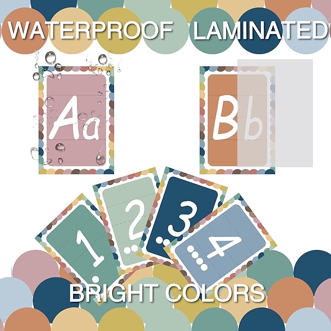 YIYDONG 36 Alphabet ABC Bulletin Board Set for Preschool English Posters Kindergarten Elementary Classroom Wall Decor Nursery Homeschool Supplies (Bohemia)