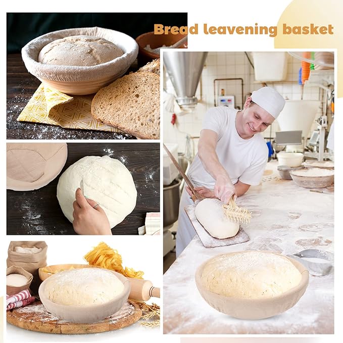 Ziliny 6 Pcs Banneton Bread Proofing Baskets for Sourdough,9 Inch,Round