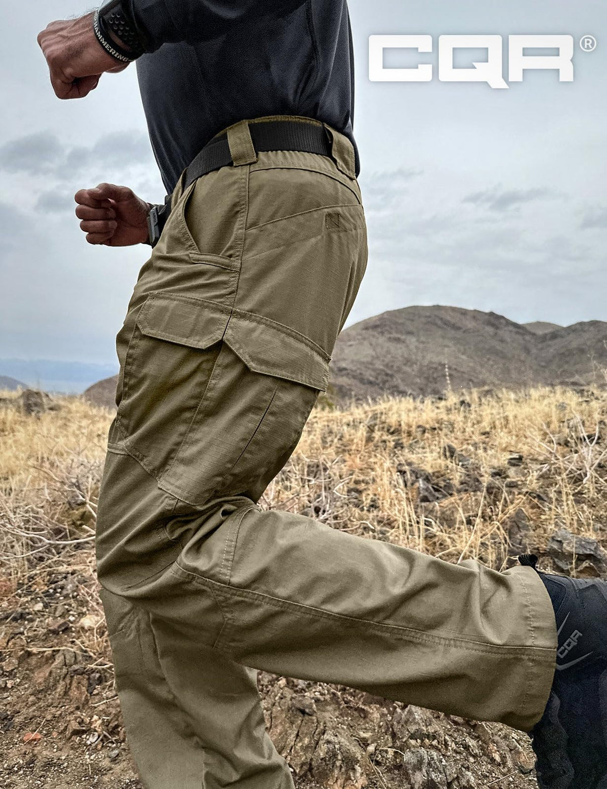 CQR Men's Tactical Pants, Water Resistant Ripstop Cargo Pants, Lightweight EDC Work Hiking Pants, Outdoor Apparel, Raider Mag Pocket Soil Green, 42W x 30L