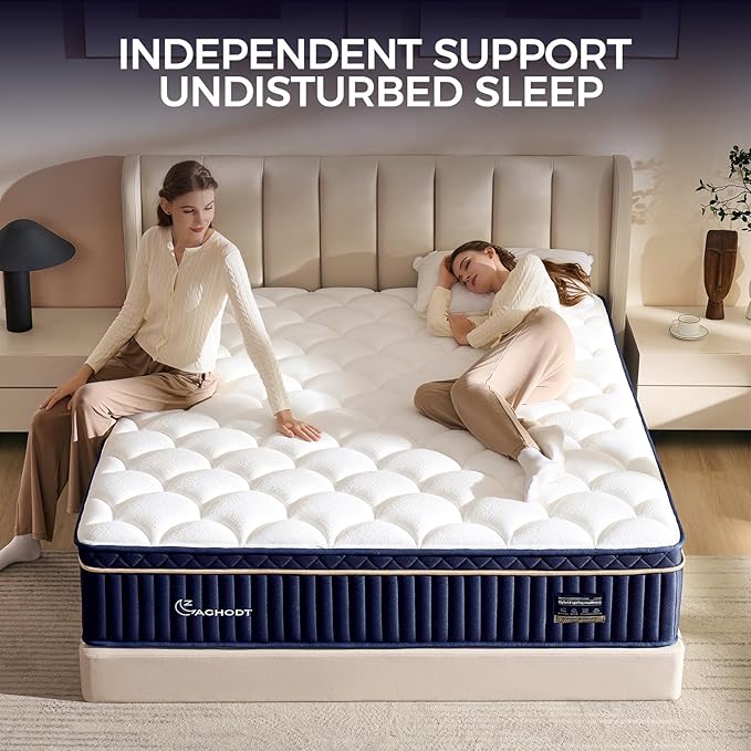 Queen Mattress, 12 Inch Queen Size Hybrid Mattress in a Box, Medium Firm Memory Foam mattress, with Individual Pocket Springs, Upgrade Zoned Support, Motion Isolation&Pressure Relief, CertiPUR-US