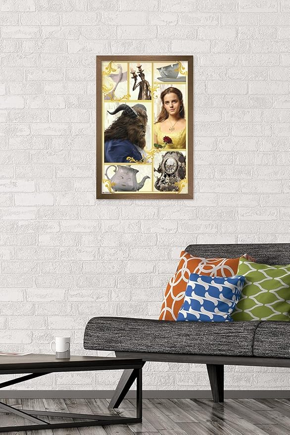 Trends International Disney Beauty And The Beast - Group Wall Poster, 14.725" x 22.375", Bronze Framed Version