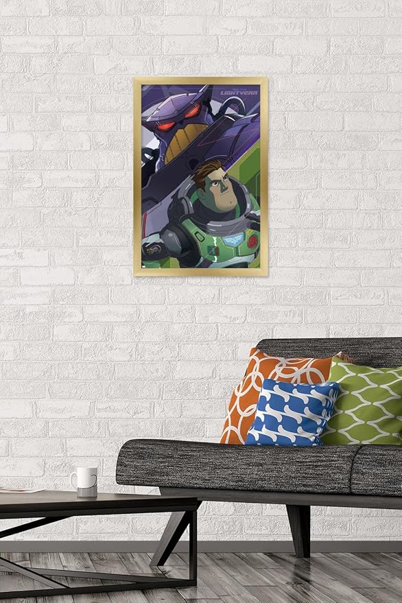 Trends International Disney Pixar Lightyear - Buzz and Zurg Wall Poster, 14.725" x 22.375", Gold Framed Version