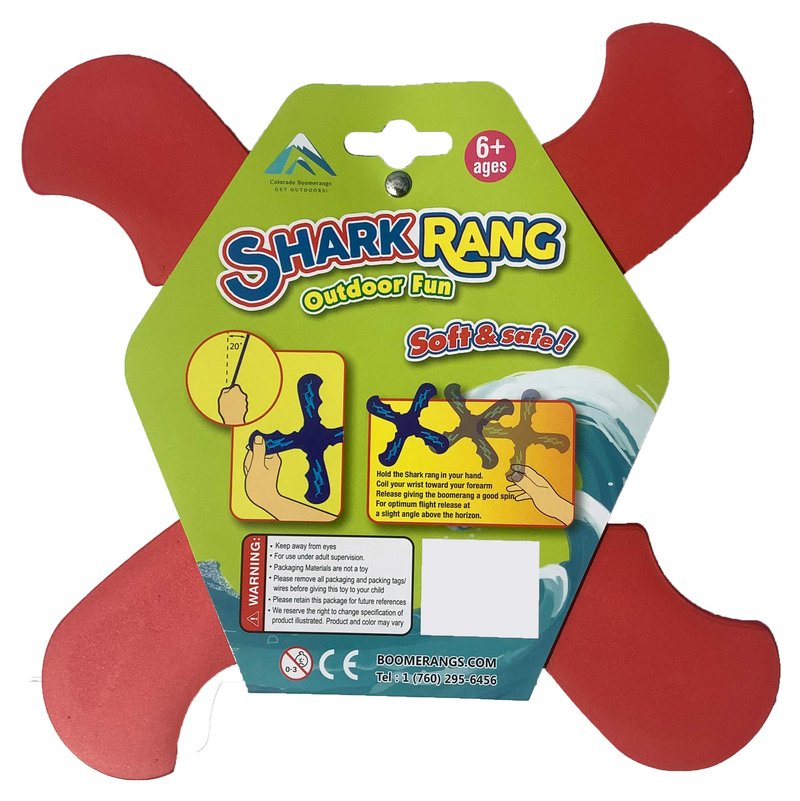 Colorado Boomerangs Shark Rang Red Boomerang - Great Beginner Boomerang for Kids or Adults. Soft and Safe.