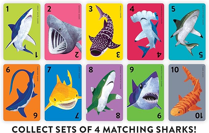 Mudpuppy Go Shark! – Shark Version of Classic Kids Go Fish Card Game with Cute Illustrations of Sharks for Children Ages 4 and Up, 2-4 Players