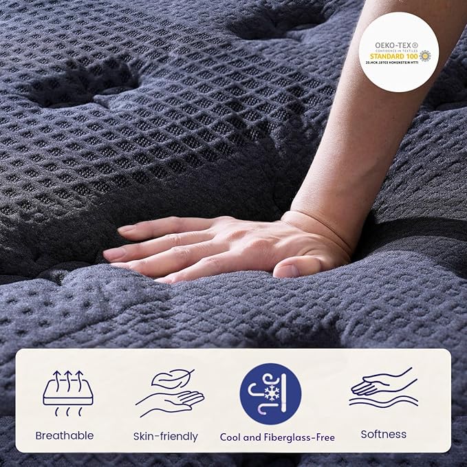Queen Size Mattress, 16 Inch Deluxe Hybrid Queen Mattress in a Box, Medium Firm Mattresses With Gel Memory Foam & Pocket Springs, Pressure Relief, Cooling, Extra Edge Support [Upgraded Support]