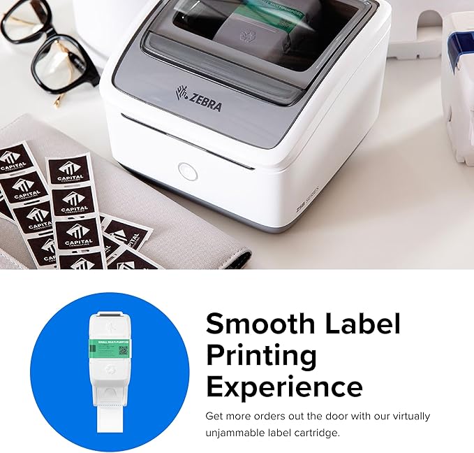 Zebra ZSB Series Labels - Potato Starch-Based Printer Label Paper - Recyclable Cartridge for Stickers - Versatile, Cloud-Based Adhesive - Multipurpose, 1.25" x 1.25"