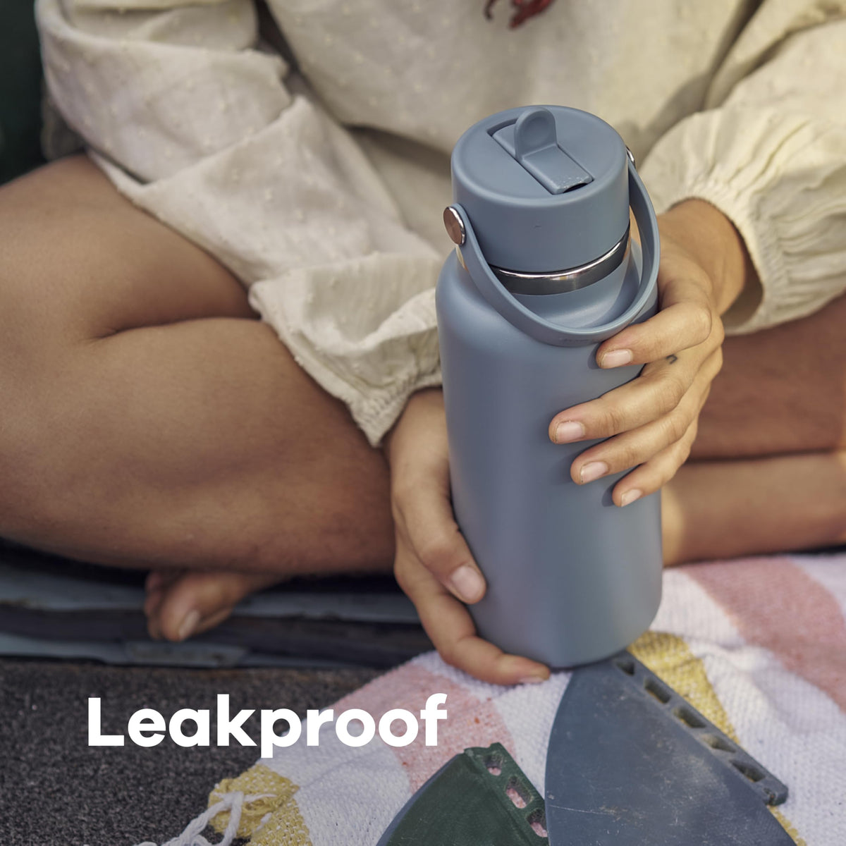 Hydro Flask Water Bottle - Insulated Stainless Steel - Wide Straw Lid, Non Spill, Leakproof in 64 Oz Tonal White