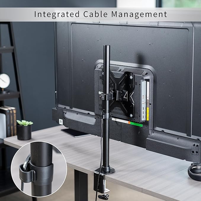 VIVO Ultra Wide TV Desk Mount for up to 55 inch Screens Weighing 66 lbs, Full Motion Height Adjustable Single Television Stand, Black, STAND-V155C