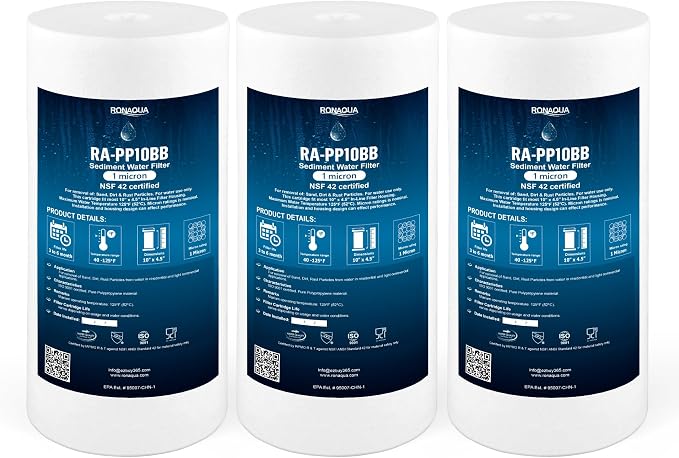 Ronaqua 10" x 4.5" Big Sediment Replacement Water Filter Cartridge, 1 Micron