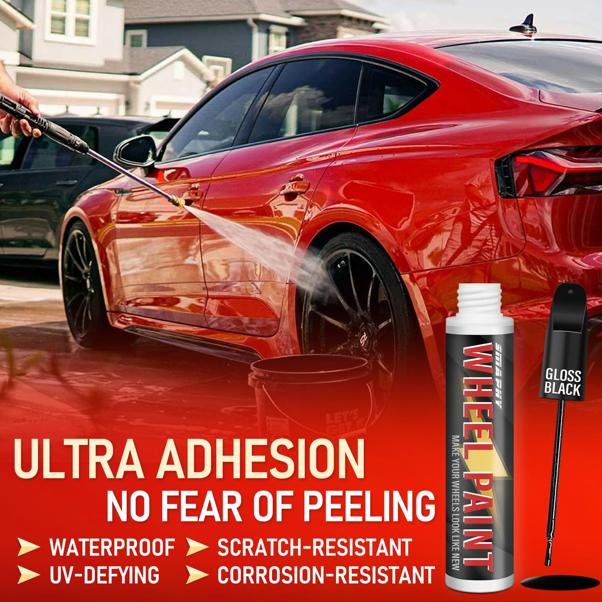 Gloss Black Rim Touch Up Paint, Rim Paint for Curb Rash & Scratch, Car Wheel Scratch Repair Kit for Alloy, Enamel, Metal, Universal Black Automotive Touch Up Paint Pen (1 fl oz)