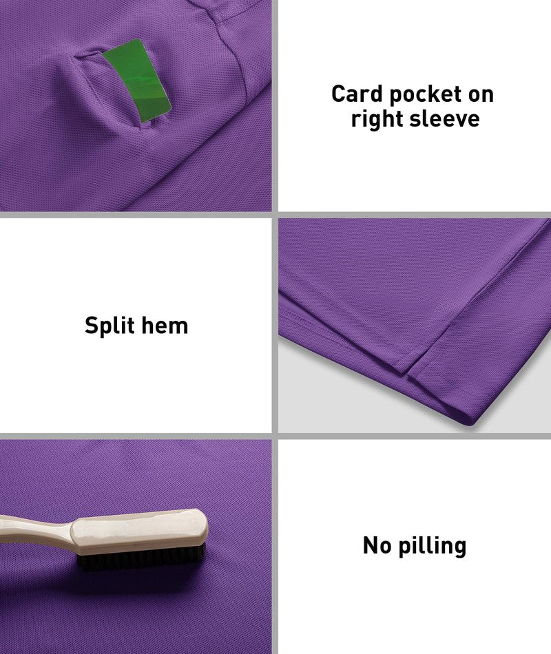 ZITY 3 Pack Mens Polo Shirt Short Sleeve Sports Performance Business Casual Golf Shirts for Men Collared Tactical T-Shirts Violet Forstgreen Black X-Large