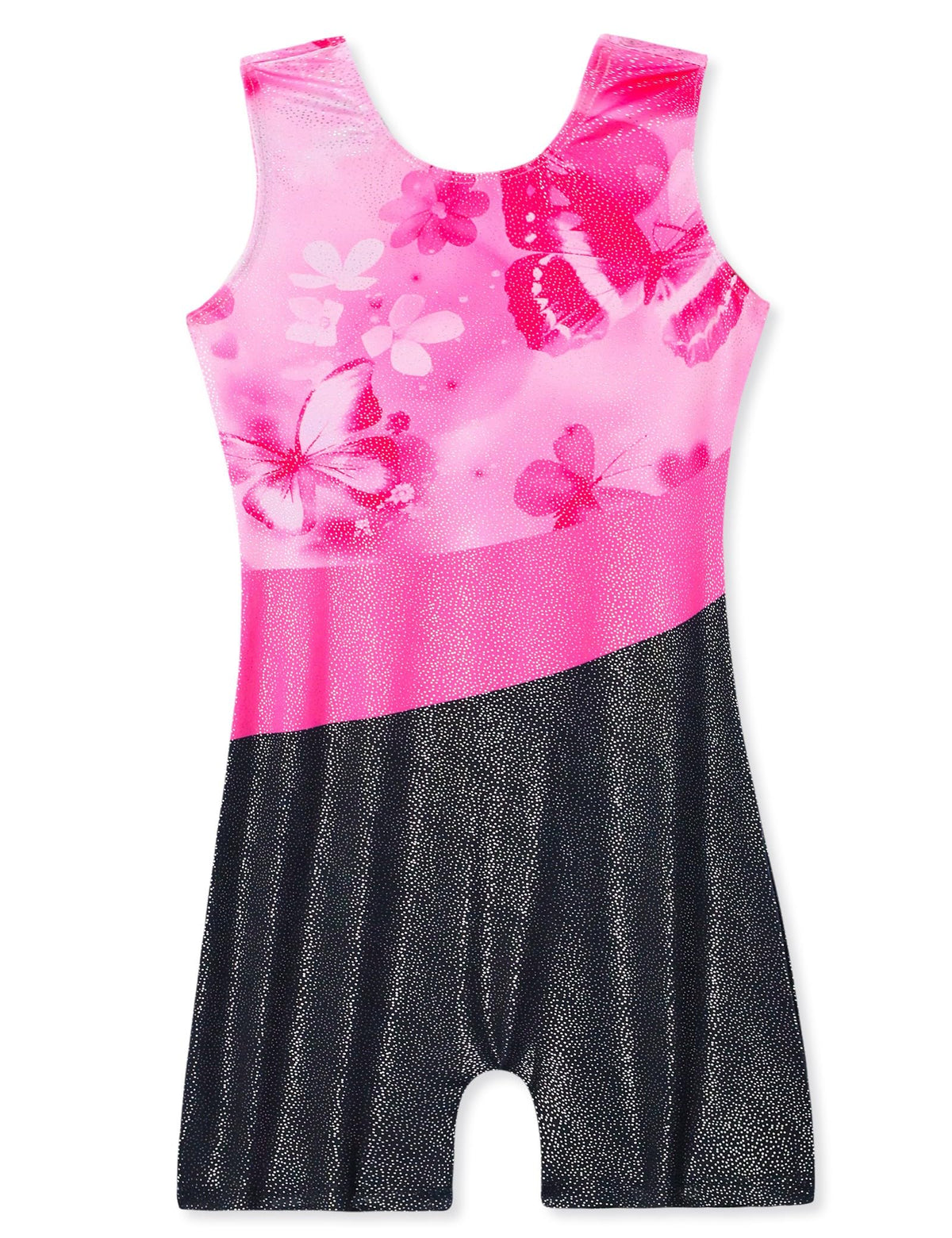 Domusgo Leotard for Girls Gymnastics Size 5-6 Years Black Pink Biketard