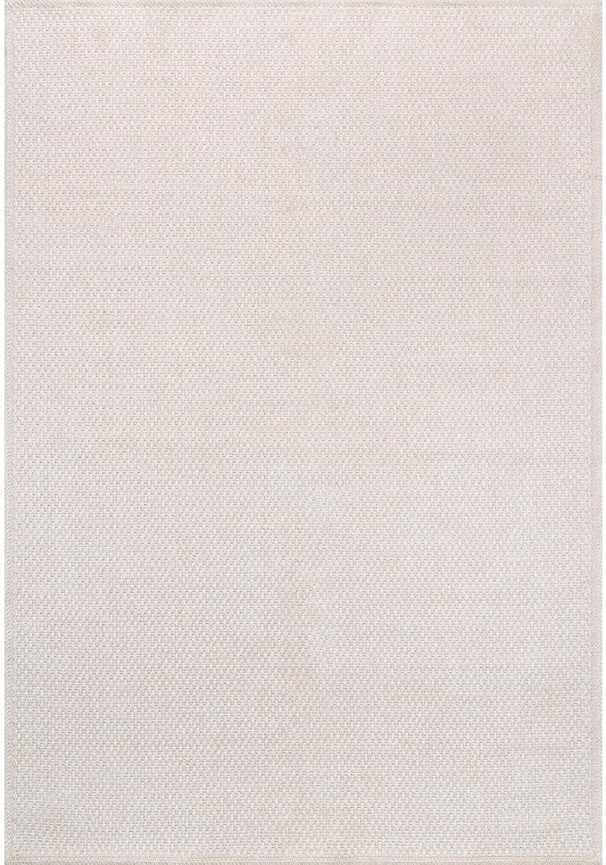 CAMILSON Easy Jute Rug 4x6, Indoor Outdoor Off-White Farmhouse Area Rugs for Living Room Patio and Kitchen Rug, Solid Woven Design, Easy-Cleaning, Washable Outside Carpet Alfombras (4 x 6)
