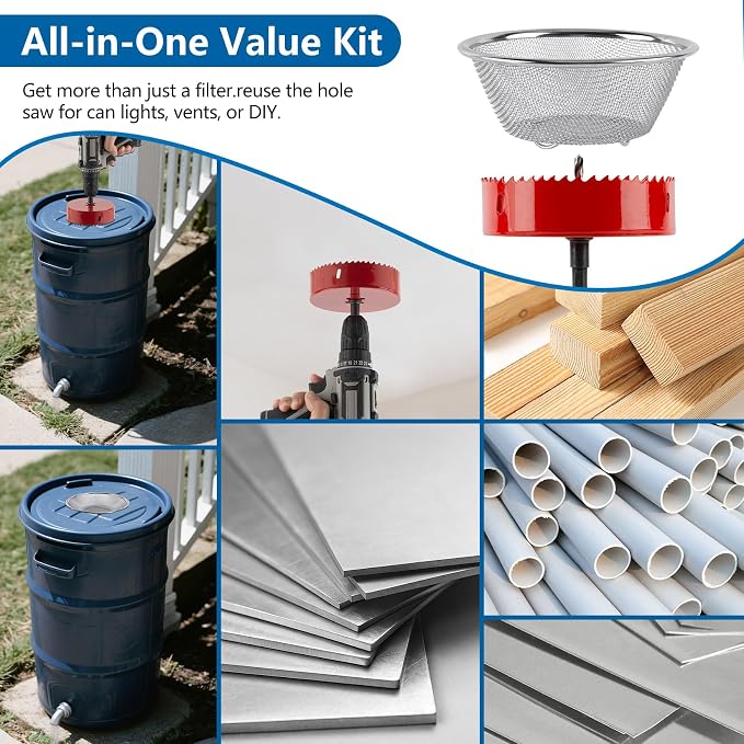 5" Rain Barrel Screen Kit with Hole Saw Tool