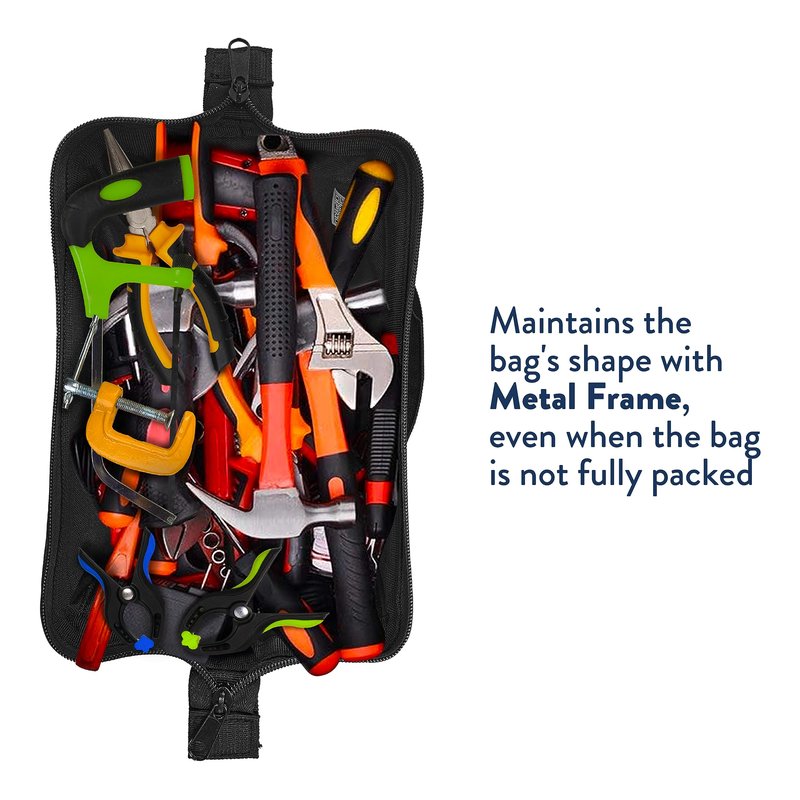 Olympia Tools Tool Bag 12 Inch, Heavy Duty Tools Bag with 3 Large Pockets, Adjustable Shouder Straps and 600D Reinforced Material