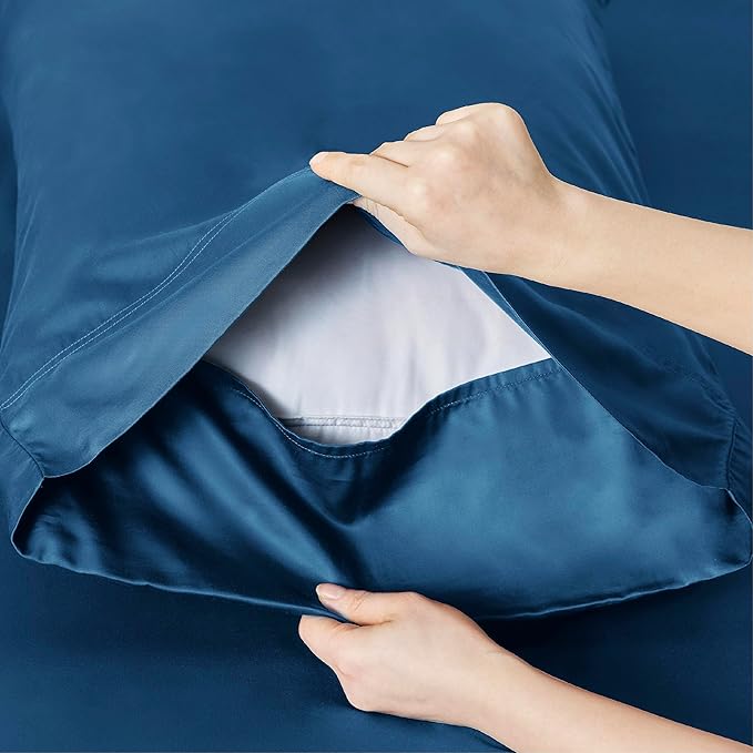 Bedsure Full Size Bed Sheets, Cooling Sheets, Rayon Derived from Bamboo, Breathable & Soft, Deep Pocket Up to 16 Inches, Hotel Luxury Silky Bedding for Hot Sleepers, Teal