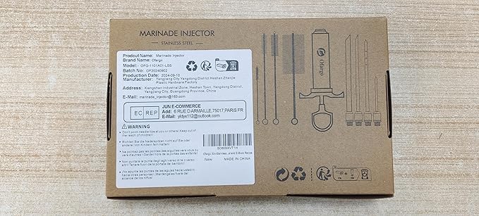 Ofargo Stainless Steel Meat Injector Syringe Kit with 4 Marinade Needles for BBQ Grill Smoker, Father Day Gifts for Dad Husband Men Him, 2-oz Large Capacity, Both Paper User Manual and E-Book Recipe