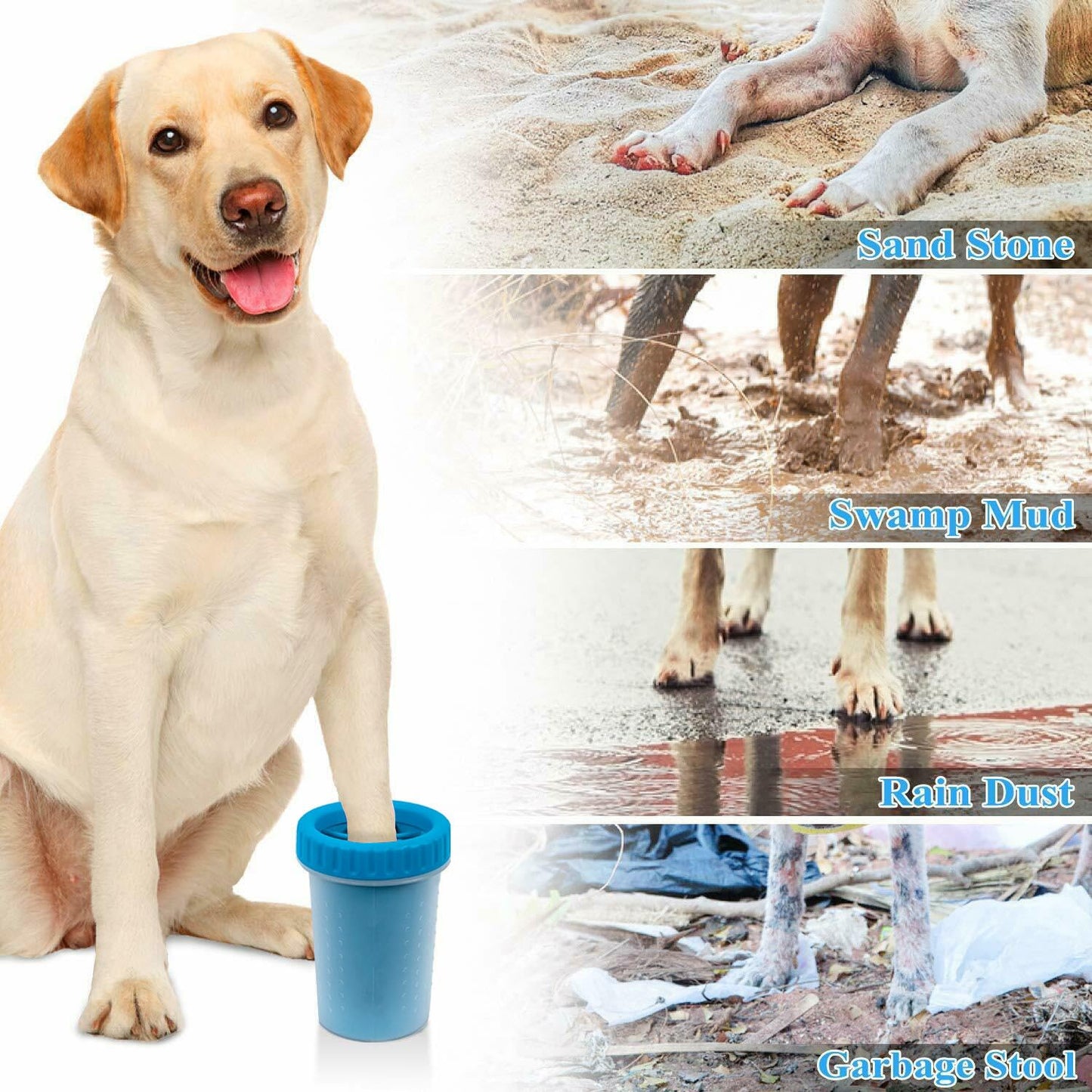 CAREFUNY 2 Pack Portable Dog Paw Cleaner, Washer, Buddy Muddy Pet Foot Cleaner for Medium Breed Dogs and Cats, Blue