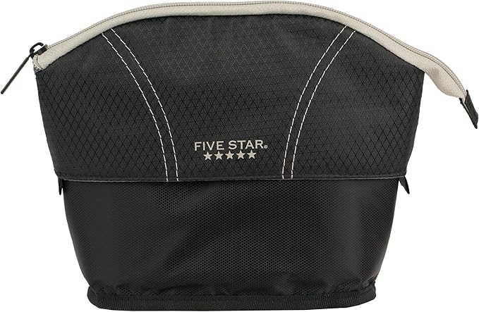 Five Star Pencil Pouch, Pen Case, Quick View Expandable Zipper Pouch, Storage Organizer for School Supplies Earbuds Chargers Cables Makeup, Black/Grey (507610A-ECM)