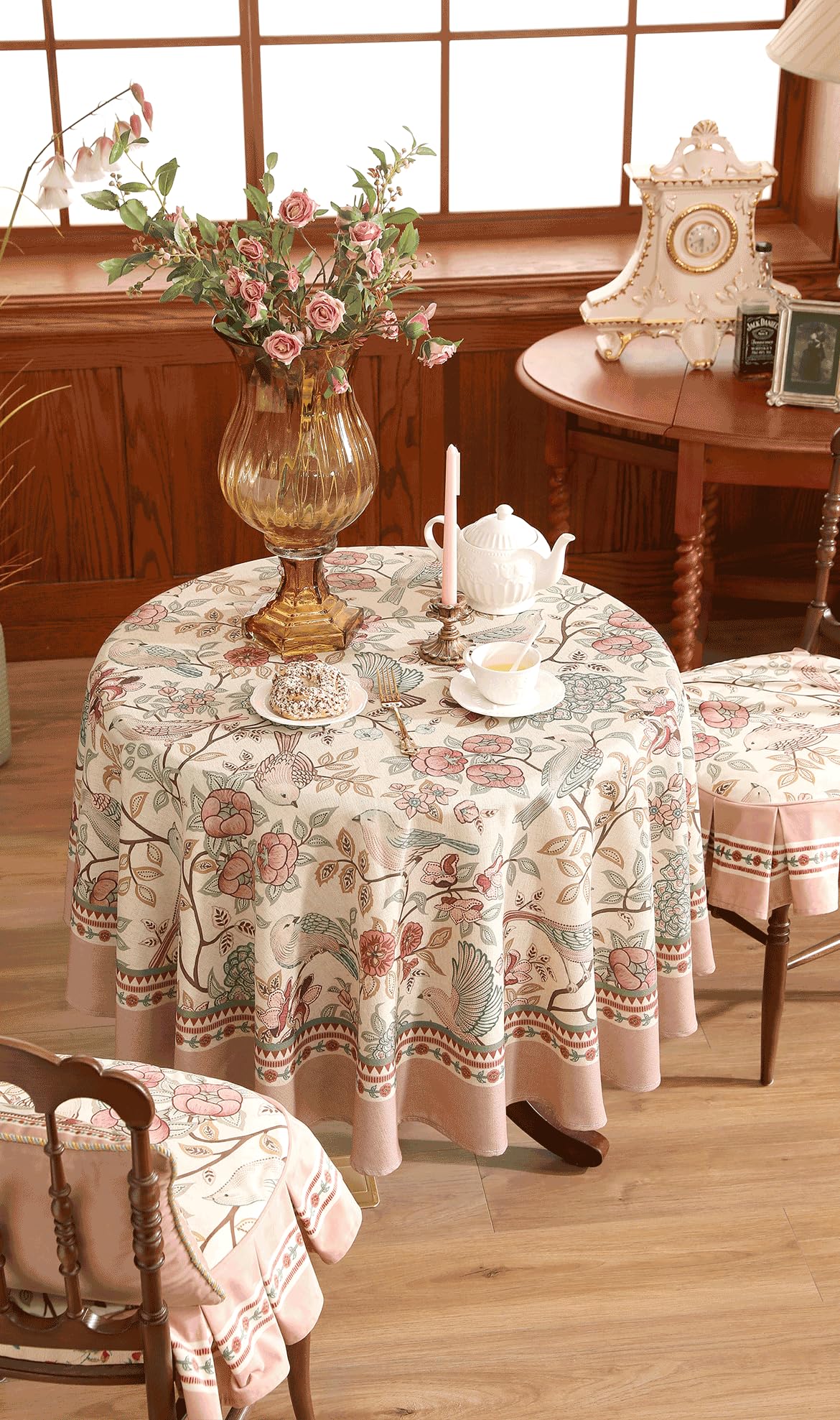 patdrea Vintage French Linen Tablecloth,Rectangular,87"x63"-Kulom A