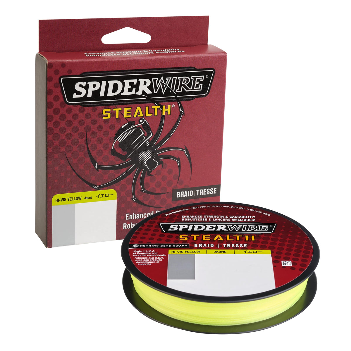 SpiderWire Stealth® Superline, Hi-Vis Yellow, 100lb | 45.3kg, 3000yd | 2743m Braided Fishing Line, Suitable for Freshwater and Saltwater Environments