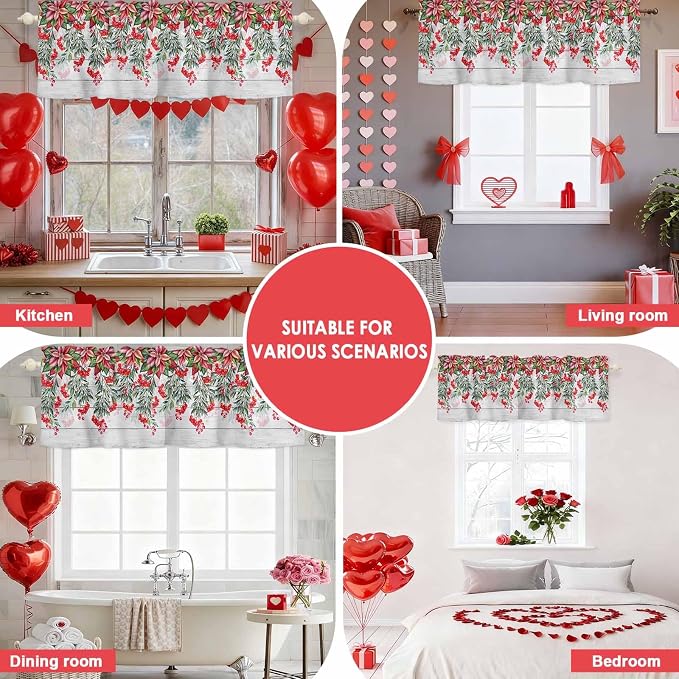 Poinsettia Berry Valance Curtains