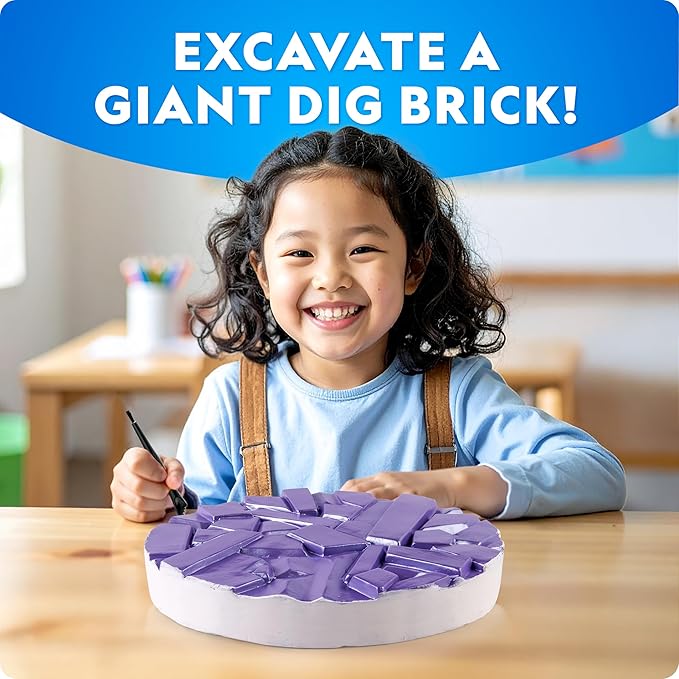 National Geographic Gigantic Gemstone Dig Kit – Excavate 100 Real Gems from a Giant Dig Brick, Gem Mining Kit for Kids, STEM Rock Collection Activity, Includes Tools & Learning Guide