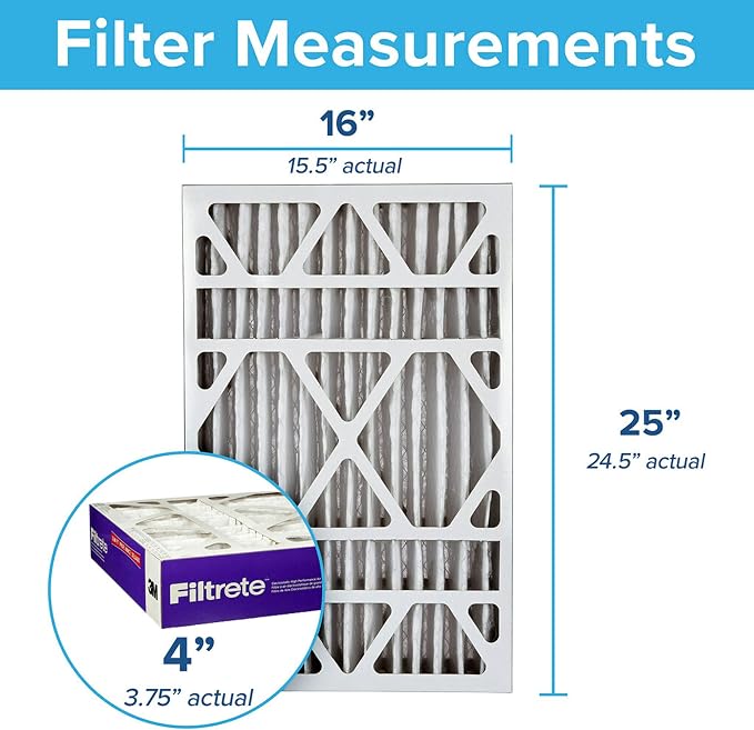 Filtrete 16x25x4, AC Furnace Air Filter, MPR 1550 DP, Healthy Living Ultra