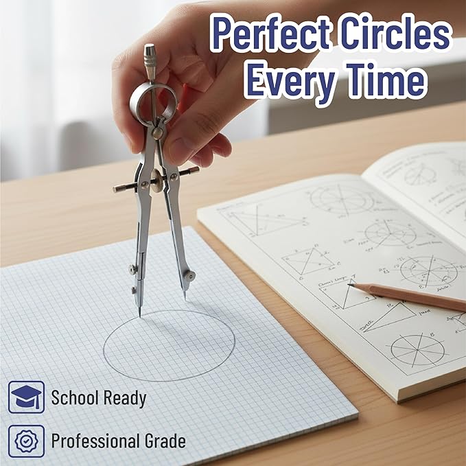 Mr. Pen- Geometry Set, 15 pcs, Black, 6 Inch Swing Arm Protractor, Divider, Set Squares, Ruler, Compasses and Protractor