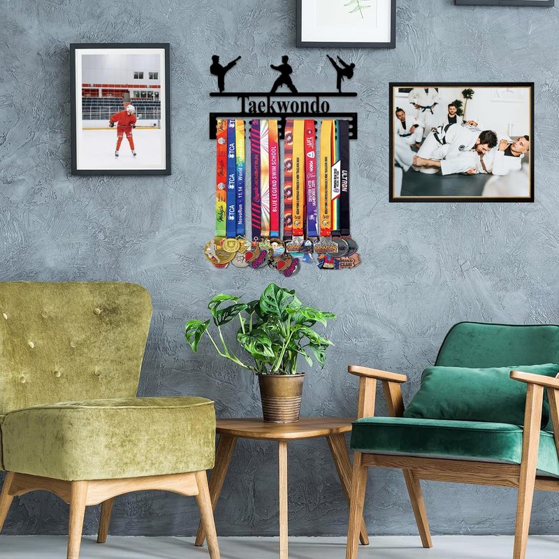 Resama Medal Hanger Holder Display Wall Rack Frame Shelf-Medal Hanger Awards Ribbon Taekwondo,Holder Display Rack for 60 Medals