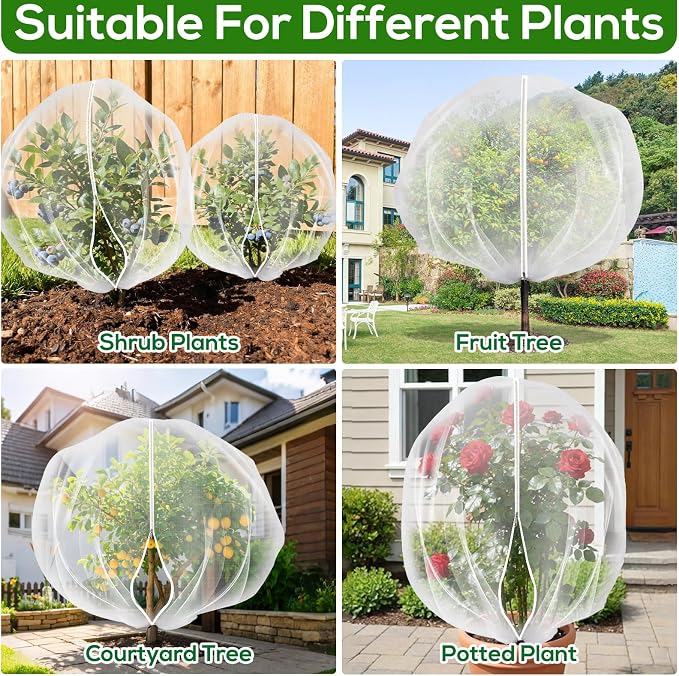 2PCS 7.8 x 7.8ft Large Fruit Tree Netting Cover